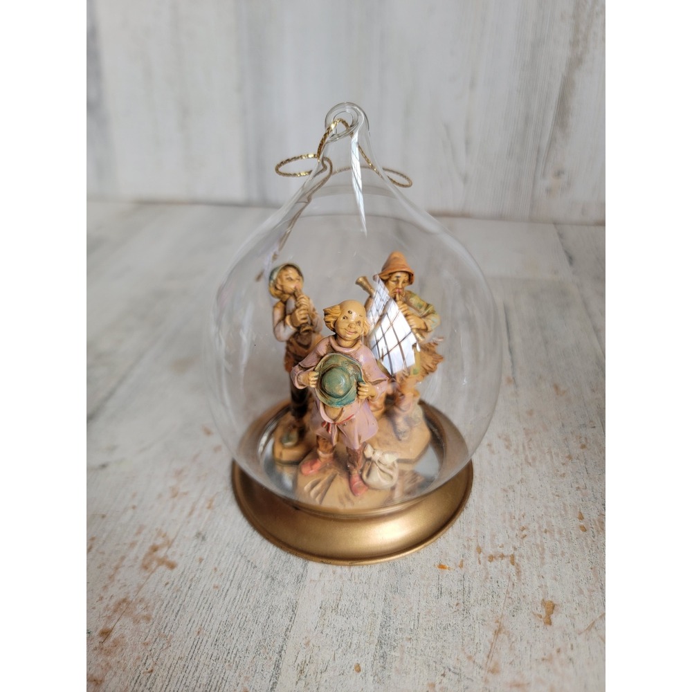 Vintage fontanini nativity scene teardrop glass globe ornament Xmas